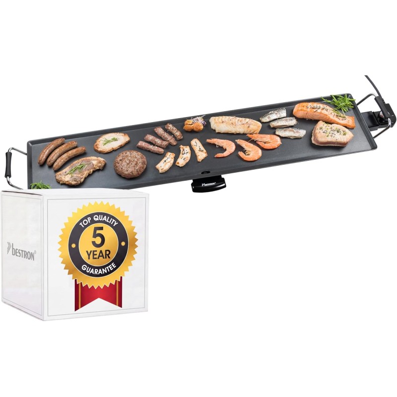 Bestron XXXL Plancha electrica para cocinar, plancha cocina con revestimiento antiadherente