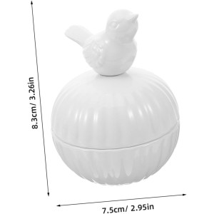 Joyero Cerámica blanca Con Pájaro