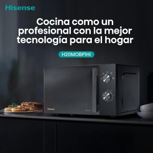 Hisense H20MOBP1HI - Microondas 20 Litros, 700W, Inverter Expert, Descongelación Rápida