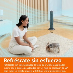 Amazon Basics Ventilador de Torre Oscilante de 71 cm con Ángulo de 60 Grados