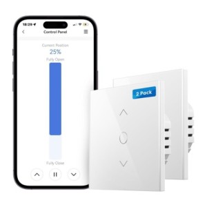 Meross Interruptor Inteligente de Cortina, 2 Interruptor de Persianas Inteligentes WiFi, Compatible con Alexa y Google Assistant