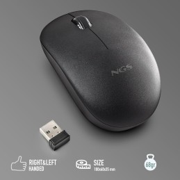 NGS Fog Pro Black - Ratón Inalámbrico, Ratón Óptico de 1000 dpi