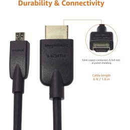 Amazon Basics - Cable Micro HDMI a HDMI, flexible, de 1.8 m