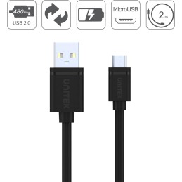 Unitek Y-C455GBK - Cable USB A a micro USB ,2 metros