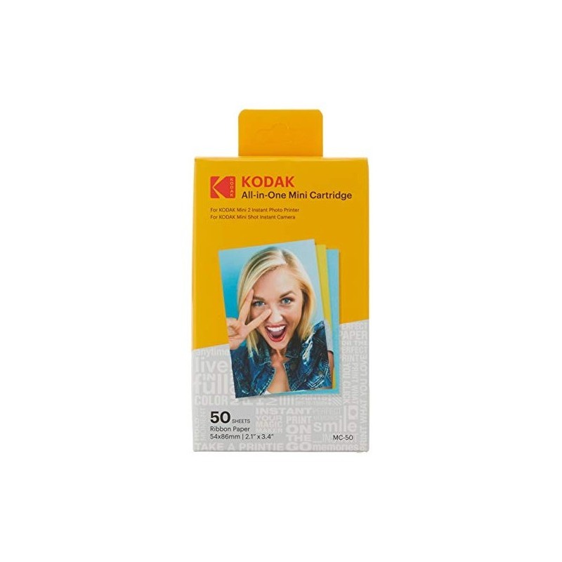 Cartucho de papel fotográfico Kodak All-in-One Mini 50 Hojas 54x86mm