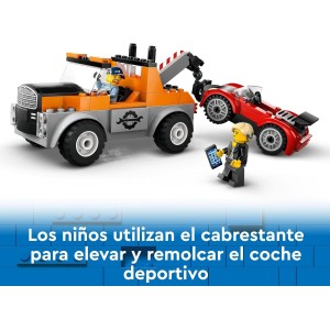 LEGO City Camión Grúa y Reparación del Deportivo, Vehículo con Coches de Juguete