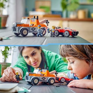 LEGO City Camión Grúa y Reparación del Deportivo, Vehículo con Coches de Juguete
