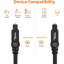Amazon Basics - Cable óptico de Audio Digital Toslink (1 m)