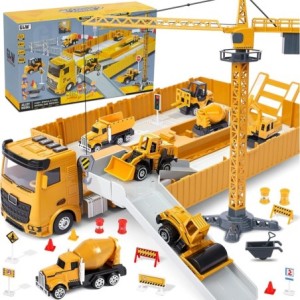 Vehiculos Construccion Juguete Niños con Grandes Camión Grúa Excavadora Hormigonera