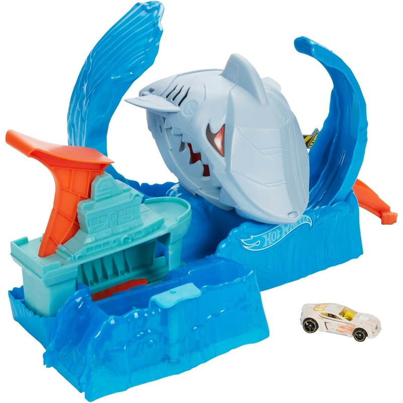 Hot Wheels - City Pista de Coches de Juguete Salto de Tiburón Color Shifter (Mattel GJL12)