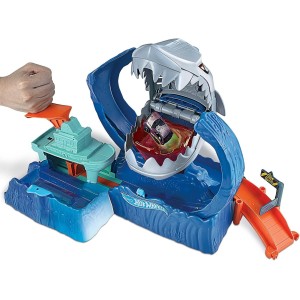 Hot Wheels - City Pista de Coches de Juguete Salto de Tiburón Color Shifter (Mattel GJL12)