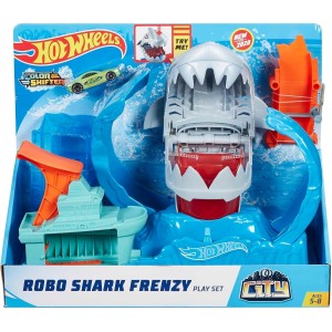 Hot Wheels - City Pista de Coches de Juguete Salto de Tiburón Color Shifter (Mattel GJL12)