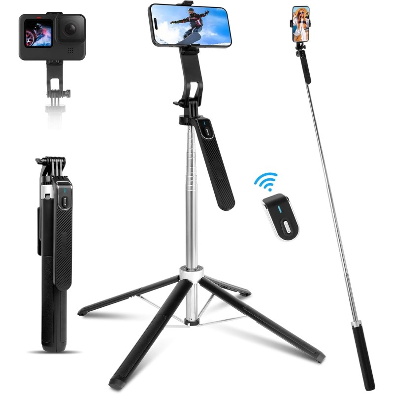 180cm Palo Selfie, Romon Selfie Stick Quad trípode, 360 ° 180cm Palo Selfie, Romon Selfie Stick Quad trípode, 360 °