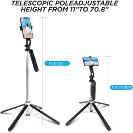 180cm Palo Selfie, Romon Selfie Stick Quad trípode, 360 ° 180cm Palo Selfie, Romon Selfie Stick Quad trípode, 360 °