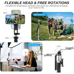 180cm Palo Selfie, Romon Selfie Stick Quad trípode, 360 ° 180cm Palo Selfie, Romon Selfie Stick Quad trípode, 360 °
