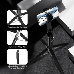180cm Palo Selfie, Romon Selfie Stick Quad trípode, 360 ° 180cm Palo Selfie, Romon Selfie Stick Quad trípode, 360 °