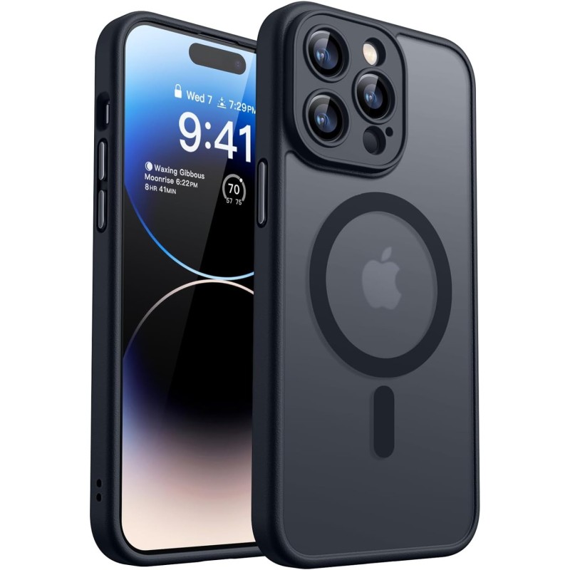 Funda Magnética para iPhone 14 Pro , Compatible con MagSafe, Carcasa Fondo Mate Translúcido,Negro Funda Magnética para iPhone 14 Pro , Compatible con MagSafe, Carcasa Fondo Mate Translúcido,Negro