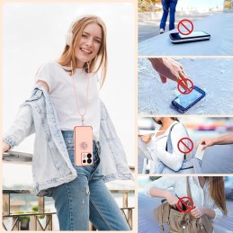Funda para Xiaomi Redmi Note 13 Pro 5G/Poco X6 5G con Cuerda y Anillo de Soporte 360°