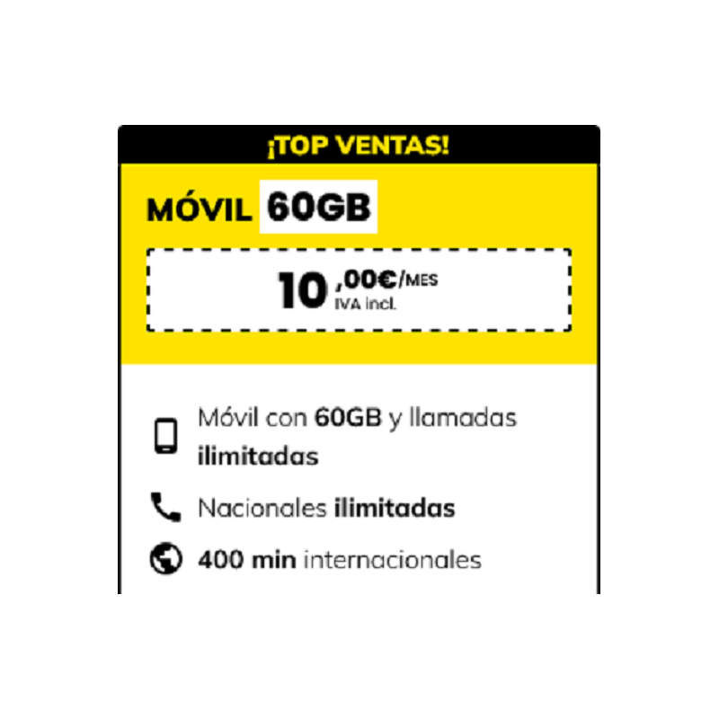 Tarjeta Prepago Masmovil + Bono 120GB Tarjeta Prepago Masmovil + Bono 120GB