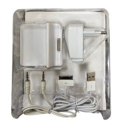 Base cargador iphone 30 pines + cable + jack 3.5mm