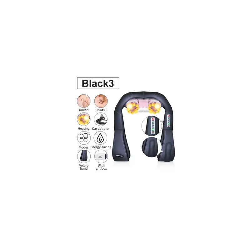 Masajeador eléctrico Shiatsu para espalda, cuello, hombros y cuerpo, con calefacción infrarroja, para coche y hogar Masajeador eléctrico Shiatsu para espalda, cuello, hombros y cuerpo, con calefacción infrarroja, para coche y hogar