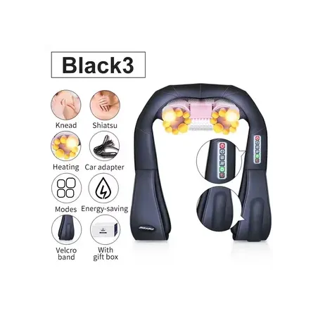 Masajeador eléctrico Shiatsu para espalda, cuello, hombros y cuerpo, con calefacción infrarroja, para coche y hogar
