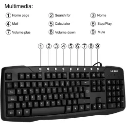 Teclado USB para PC LESHP