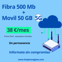 FIBRA 500Mb + MOVIL 50 GB