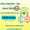 FIBRA 500Mb + FIJO + MOVIL 50 GB