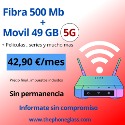 FIBRA 500 Mb + MOVIL 49 GB