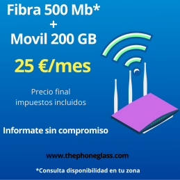 FIBRA 500 Mb + MOVIL 200 GB