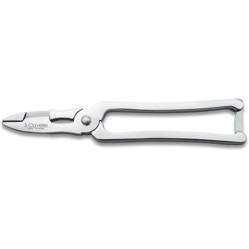 3 Claveles - Corta mariscos Forjado con muelle y anclaje, inox, 17 cm 3 Claveles - Corta mariscos Forjado con muelle y anclaje, inox, 17 cm
