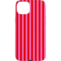 Carcasa para iPhone 15 Plus rayas rosas rojas