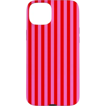 Carcasa para iPhone 15 Plus rayas rosas rojas