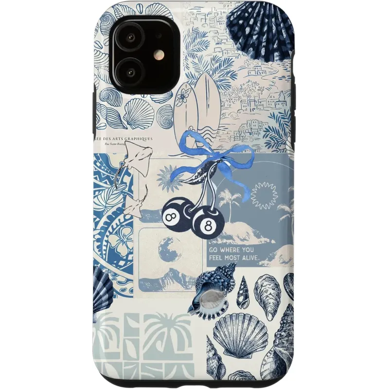 Carcasa para iPhone 11 Collage de verano Beachy Bl Carcasa para iPhone 11 Collage de verano Beachy Bl