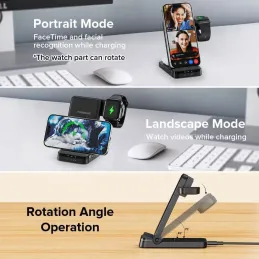 Cargador inalámbrico, cargador rápido plegable 3 en 1 Cargador inalámbrico, cargador rápido plegable 3 en 1