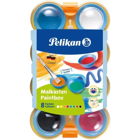 Pelikan, Set de 8 Acuarelas para Niños, Pincel y P