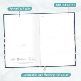 Cuaderno (A5 a rayas, 124 páginas, 62 hojas), idea