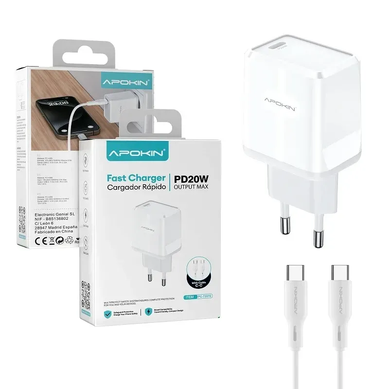 Cargador 20W PD Tipo-C con cable Cargador 20W PD Tipo-C con cable
