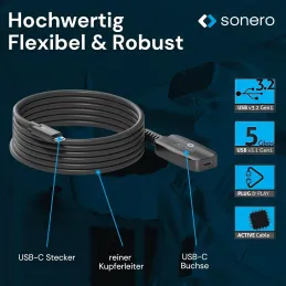 Sonero® Cable USB 3.2 de extensión activo con ampl