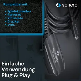 Sonero® Cable USB 3.2 de extensión activo con ampl
