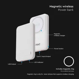 V-TAC Power Bank Magnético Compatible con MagSafe V-TAC Power Bank Magnético Compatible con MagSafe