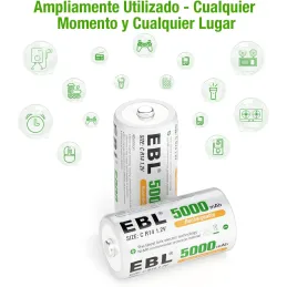 EBL C Batería 5000 mAh - Batería Recargable NI-MH