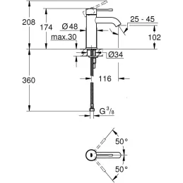 Grohe Essence - Grifo de lavabo, monomando con cue