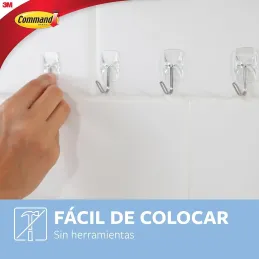 10 Ganchos Transparentes con Punta Metálica, 12 Tiras Adhesivas - Organizar Sin Dejar Marcas y Sin Taladrar