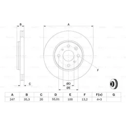 2x BOSCH Disco de freno Delantero Ø247mm Altura: 35,3mm