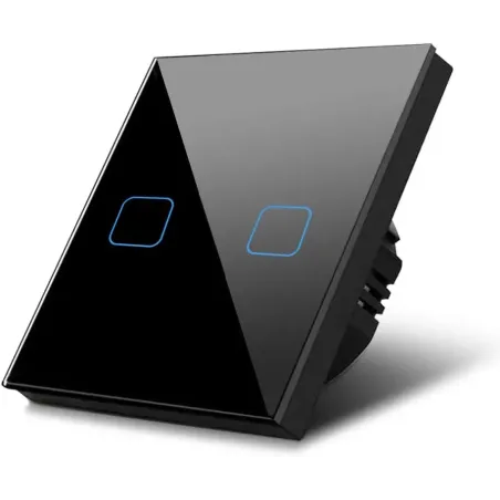Interruptor de luz táctil, doble, vidrio, negro