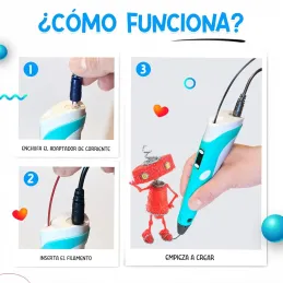 Boligrafo 3D niños + Instrucciones en español y gu