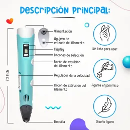 Boligrafo 3D niños + Instrucciones en español y gu