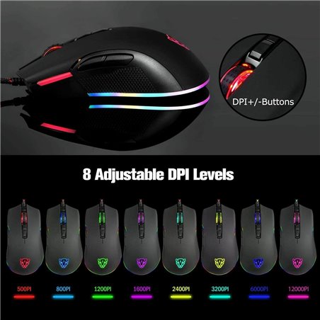 MOTOSPEED V70 RGB Wired 12000 DPI Gaming Mouse Support Macro Programming